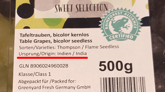 Trauben aus Indien