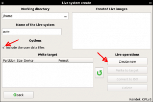 Systemback Live system create